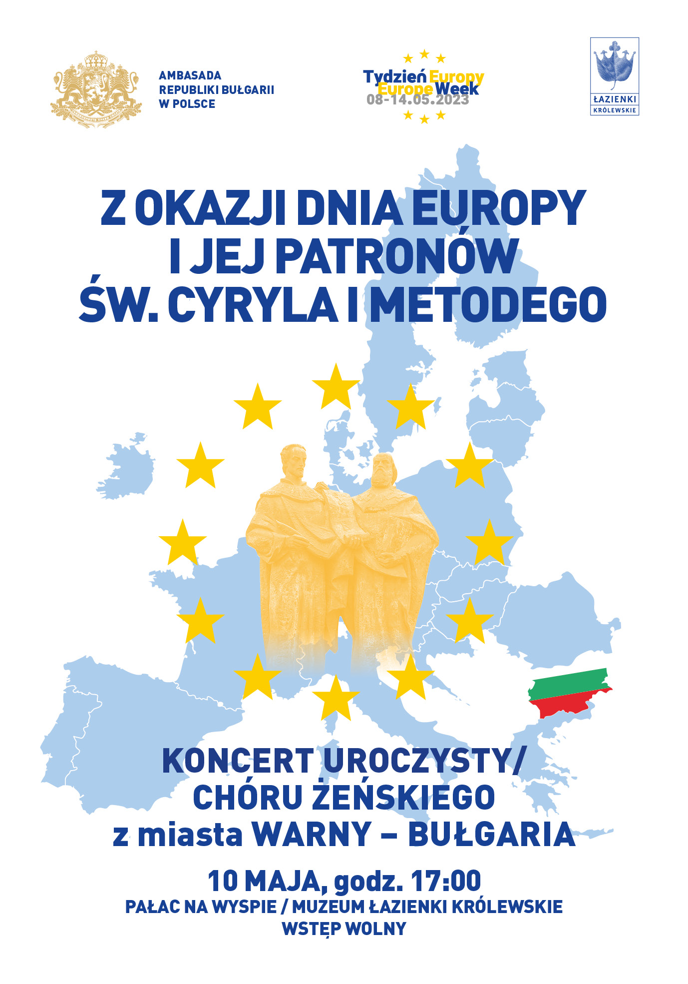 Покана за предстоящ концерт, посветен на Деня на Европа във Варшава 